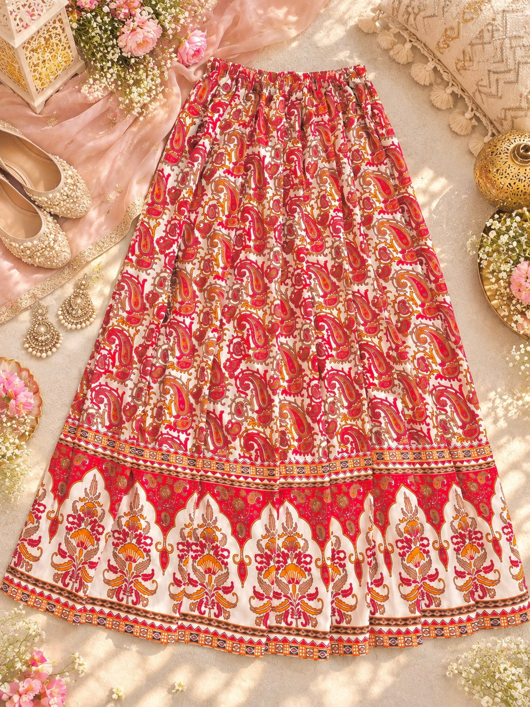 Jaipuri Paisley Flare Twirl Skirt