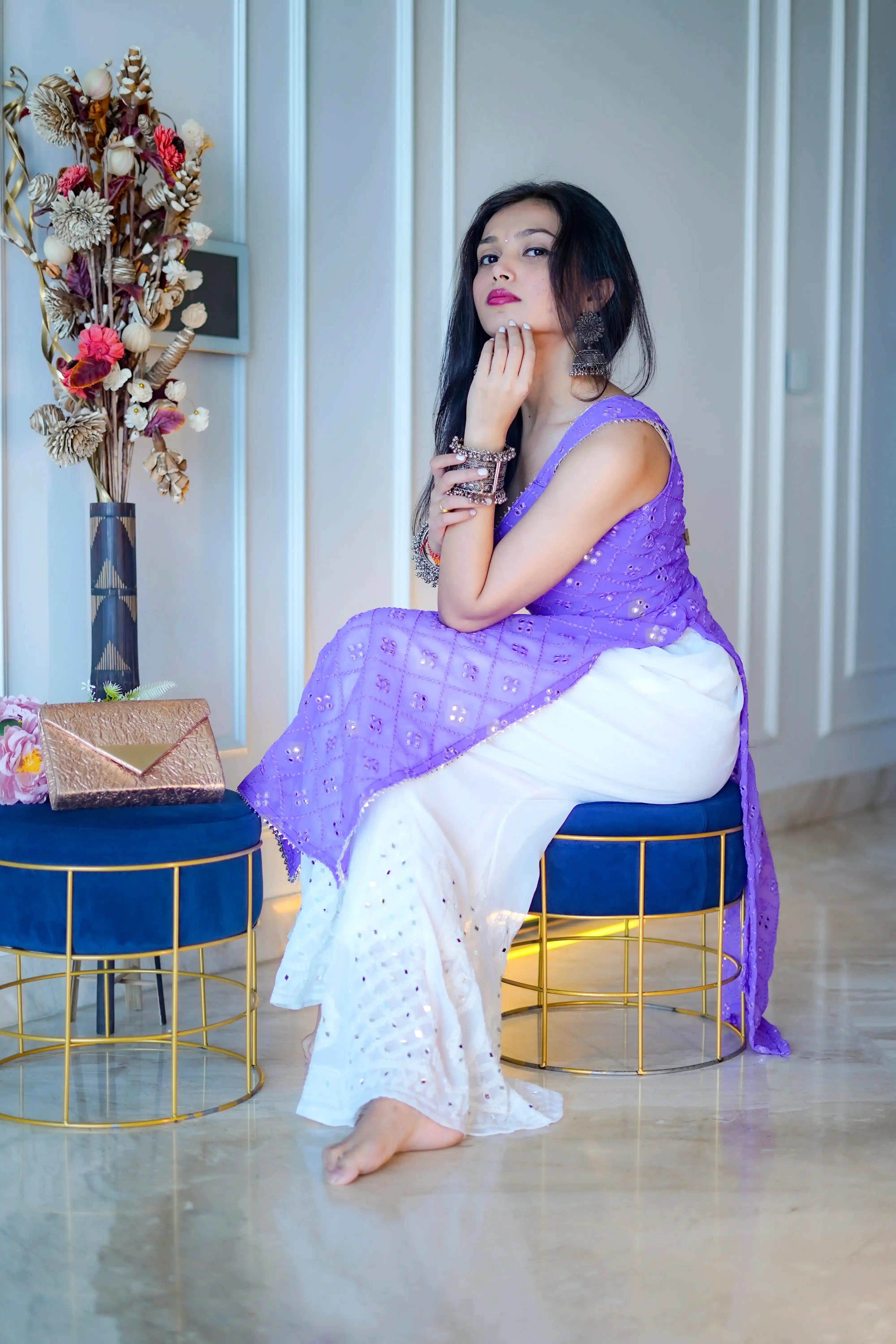 Riddhi’s Lush Lilac Mirror Gulnaz Kurta