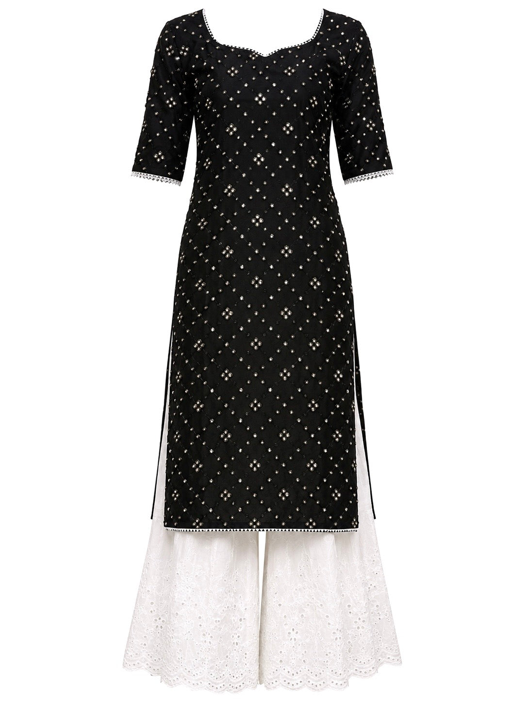 Classy Black Mirror Embroidered Gulnaz Kurta