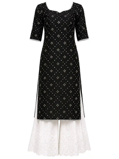 Classy Black Mirror Embroidered Gulnaz Kurta
