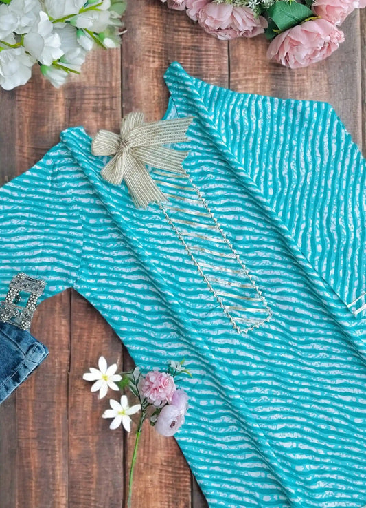 Green Lehriya Jaipuri Short Kurta