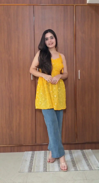 Yellow Tie Gulnaz Peplum Top