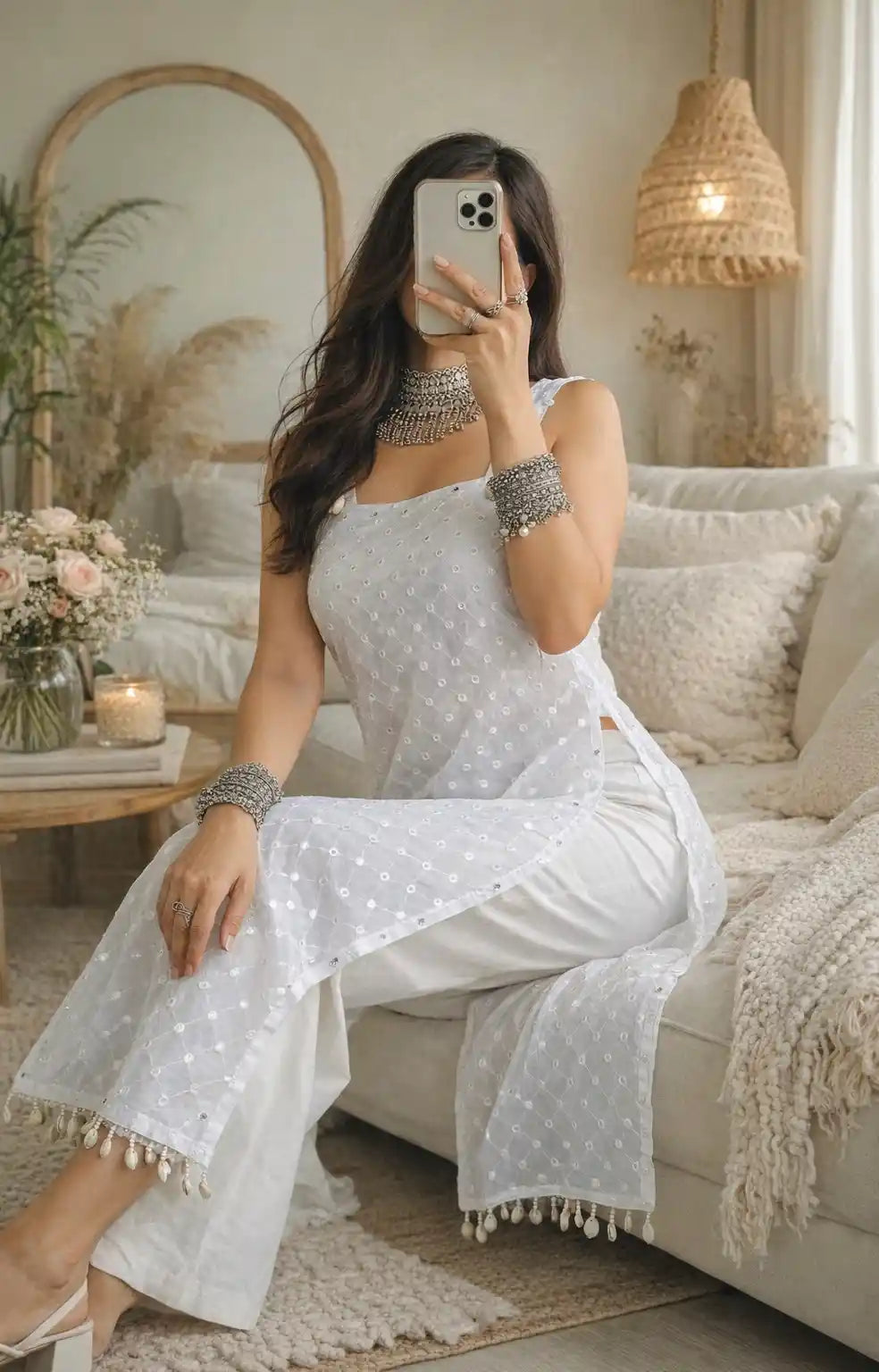 Serenity White Dori Gulnaz Kurta