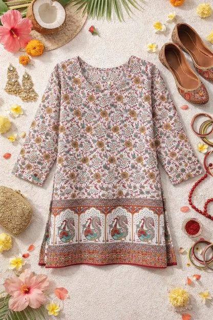 Peacock Sanganeri Short Kurta