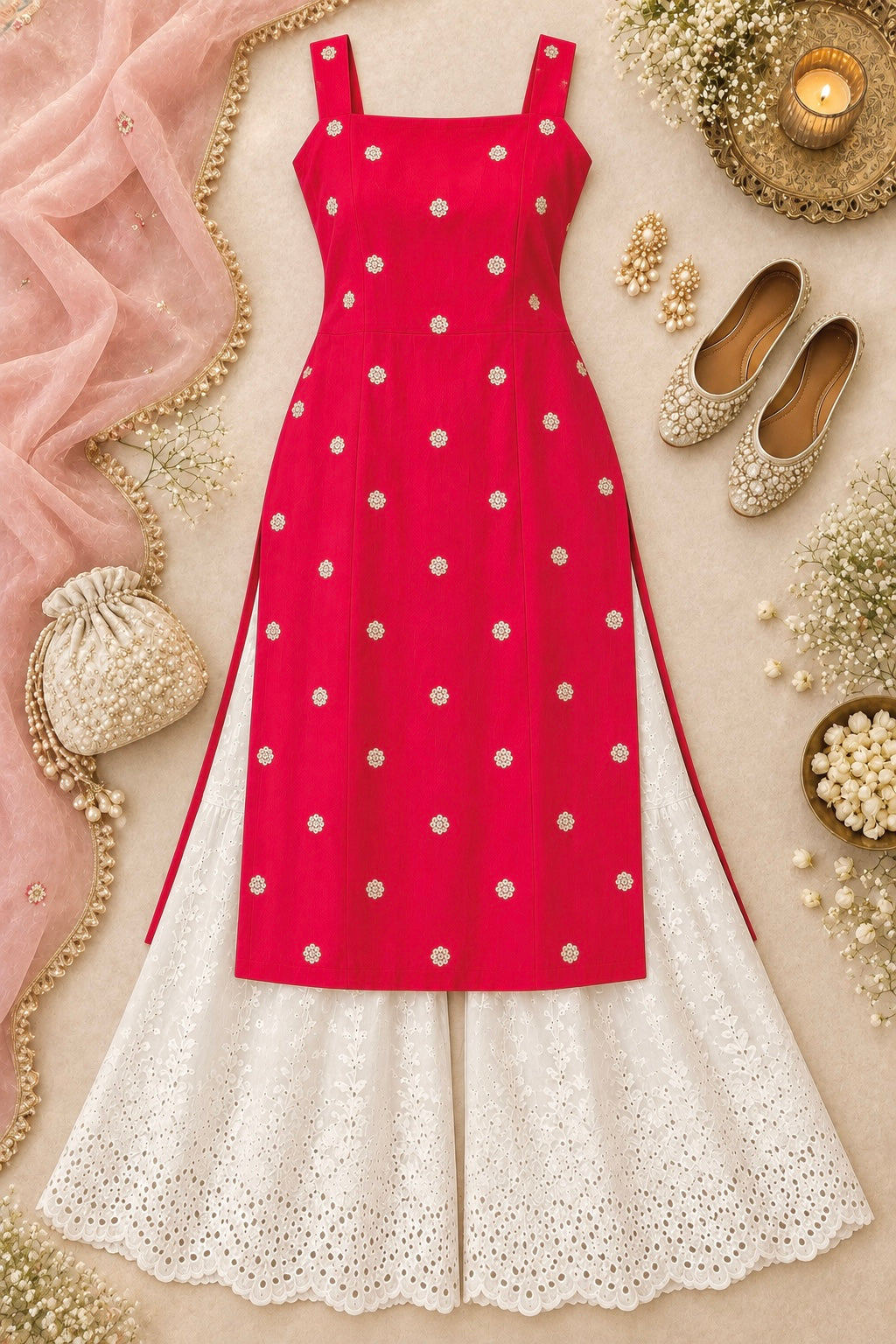 Fuchsia Pink Embroidered Gulnaz Kurta