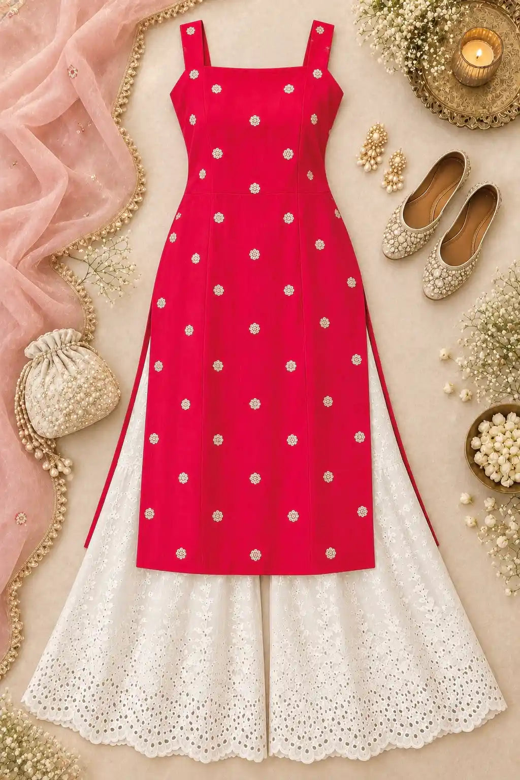 Fuchsia Pink Embroidered Gulnaz Kurta