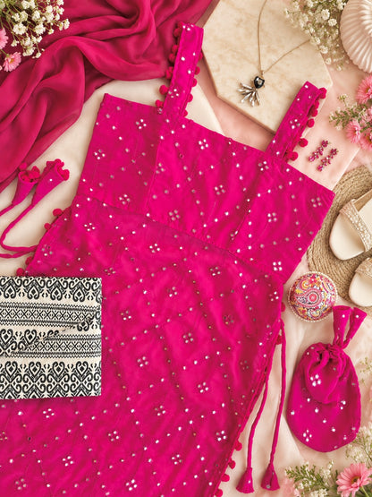 Shimmer Pink Embroidered Gulnaz Kurta