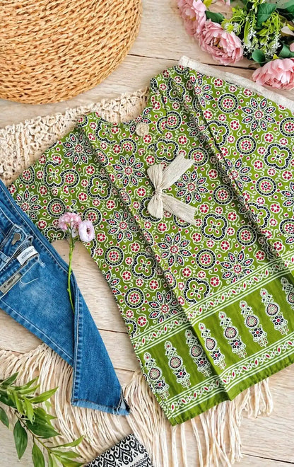 Green Jaipuri Budget Short Kurta