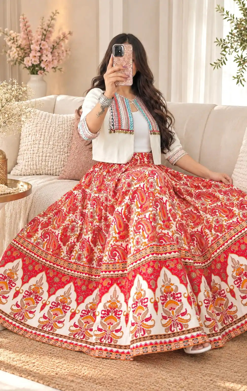 Jaipuri Paisley Flare Twirl Skirt