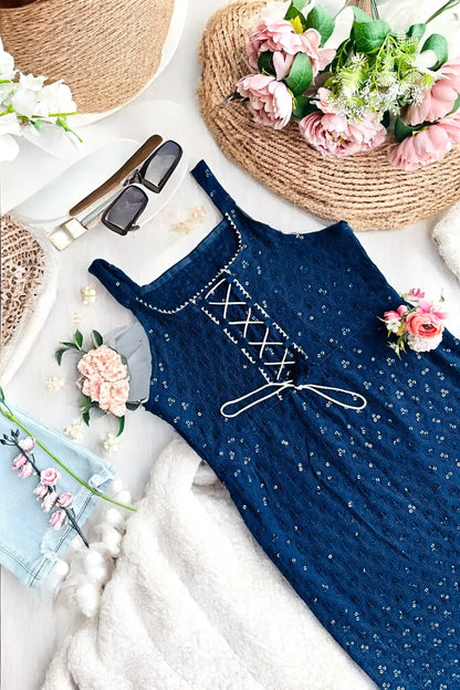 Liberty Blue Dori Sequence Gulnaz Kurta
