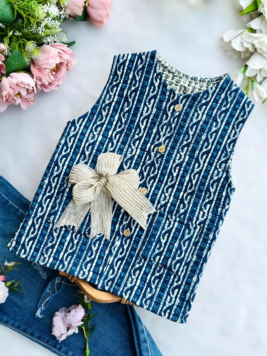 Blue Stripe Kids Jaipuri Jacket