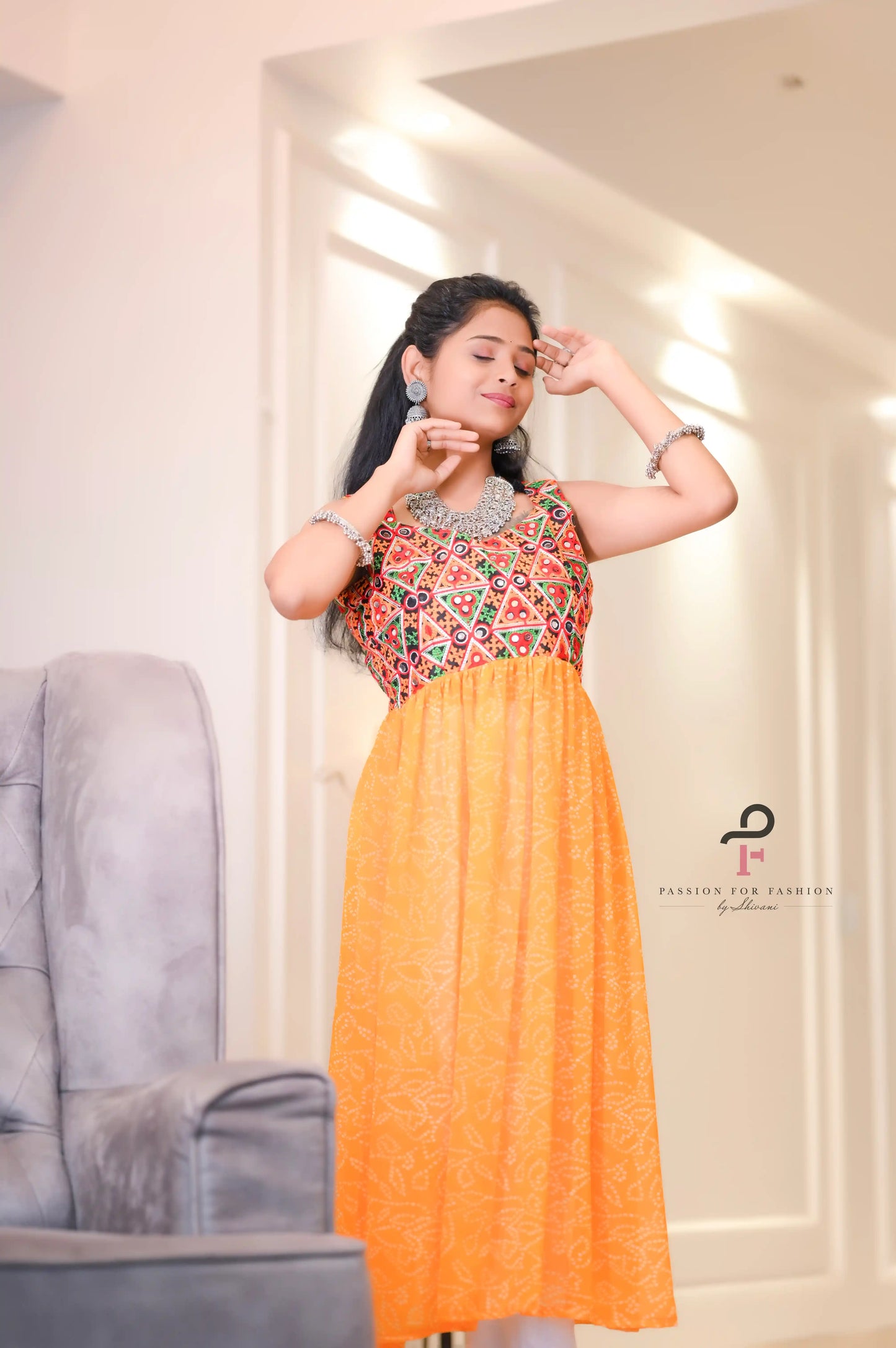 Bloom Bandhni Gamti Gulnaz Kurta