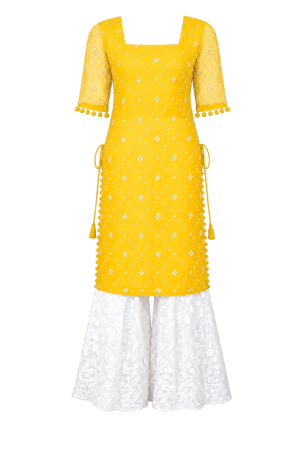 Jaaz Yellow Embroidered Gulnaz Kurta
