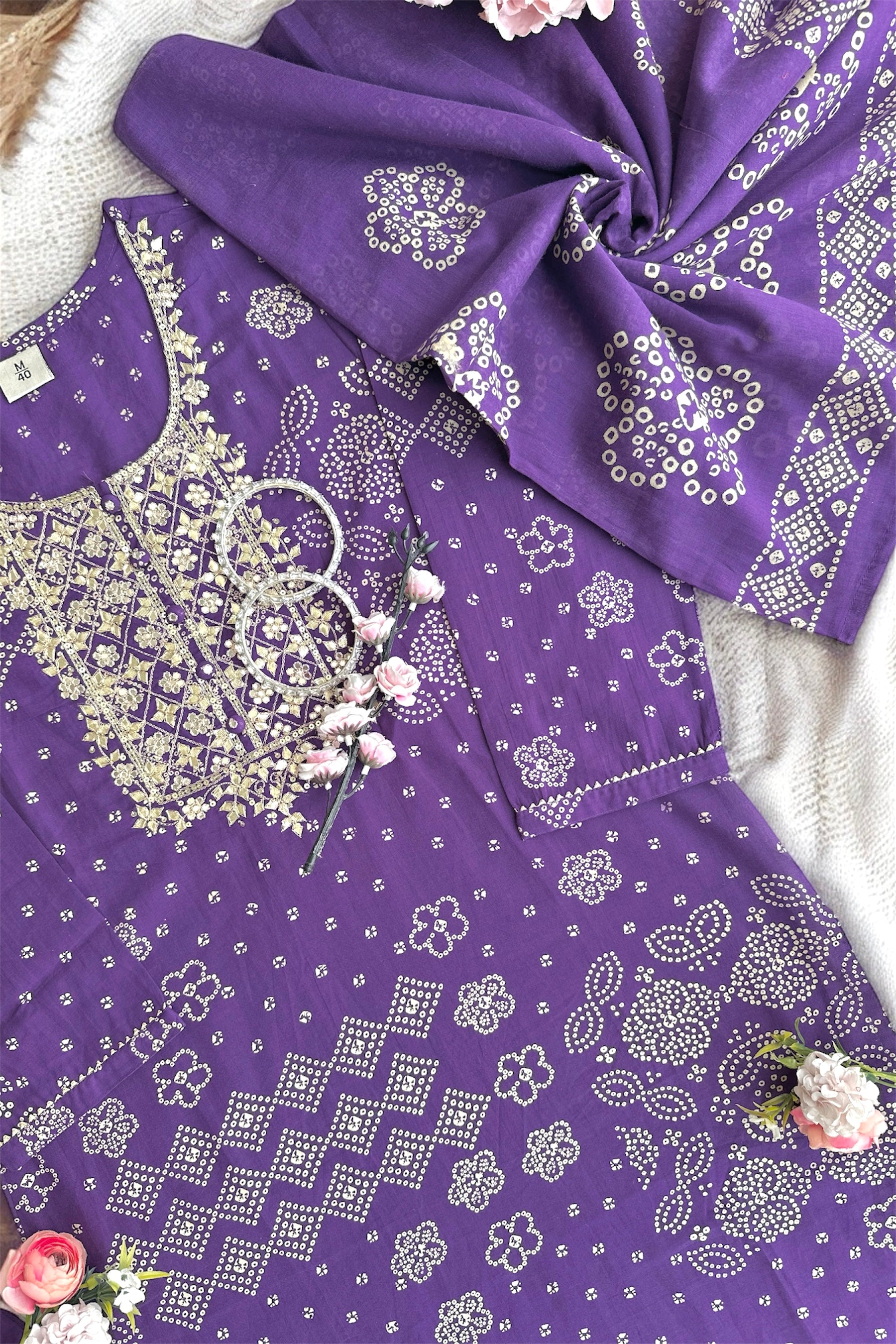 Meher’s Royal Purple Bandhej Suit