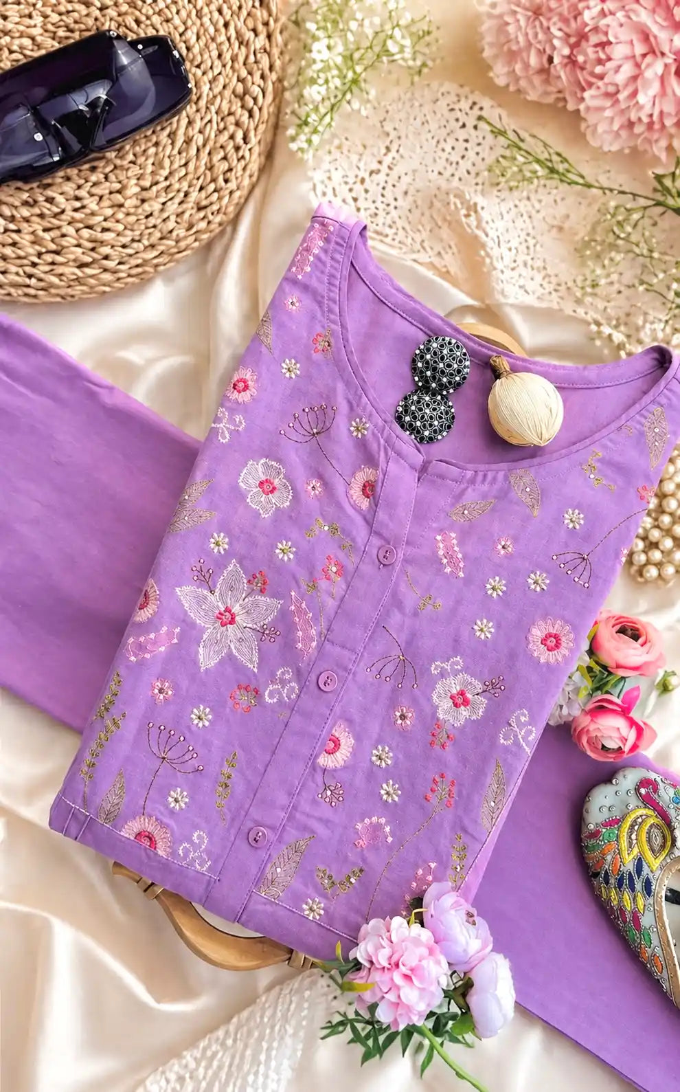 Lilac Embroidered Meher Suit Set