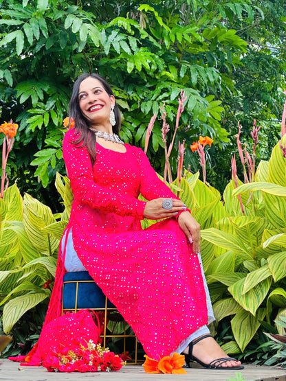 Prism Pink Mirror Gulnaz Kurta