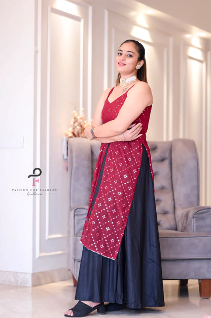 Shiraz Maroon Gulnaz Embroidered Kurta