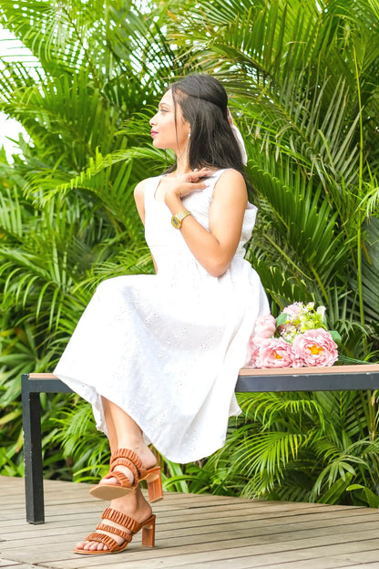 Butterfly White Hacoba Twirl Dress