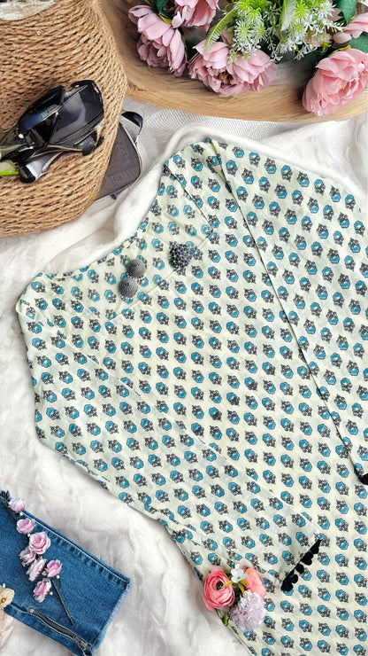 Blue Block Hand Printed Kurta