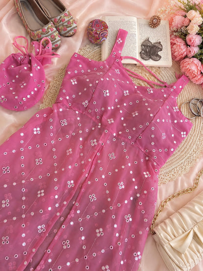 Rosey Peach Embroidered Gulnaz Kurta