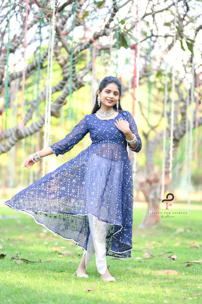 Twirl Blue Gulnaz Embroidered Kurta