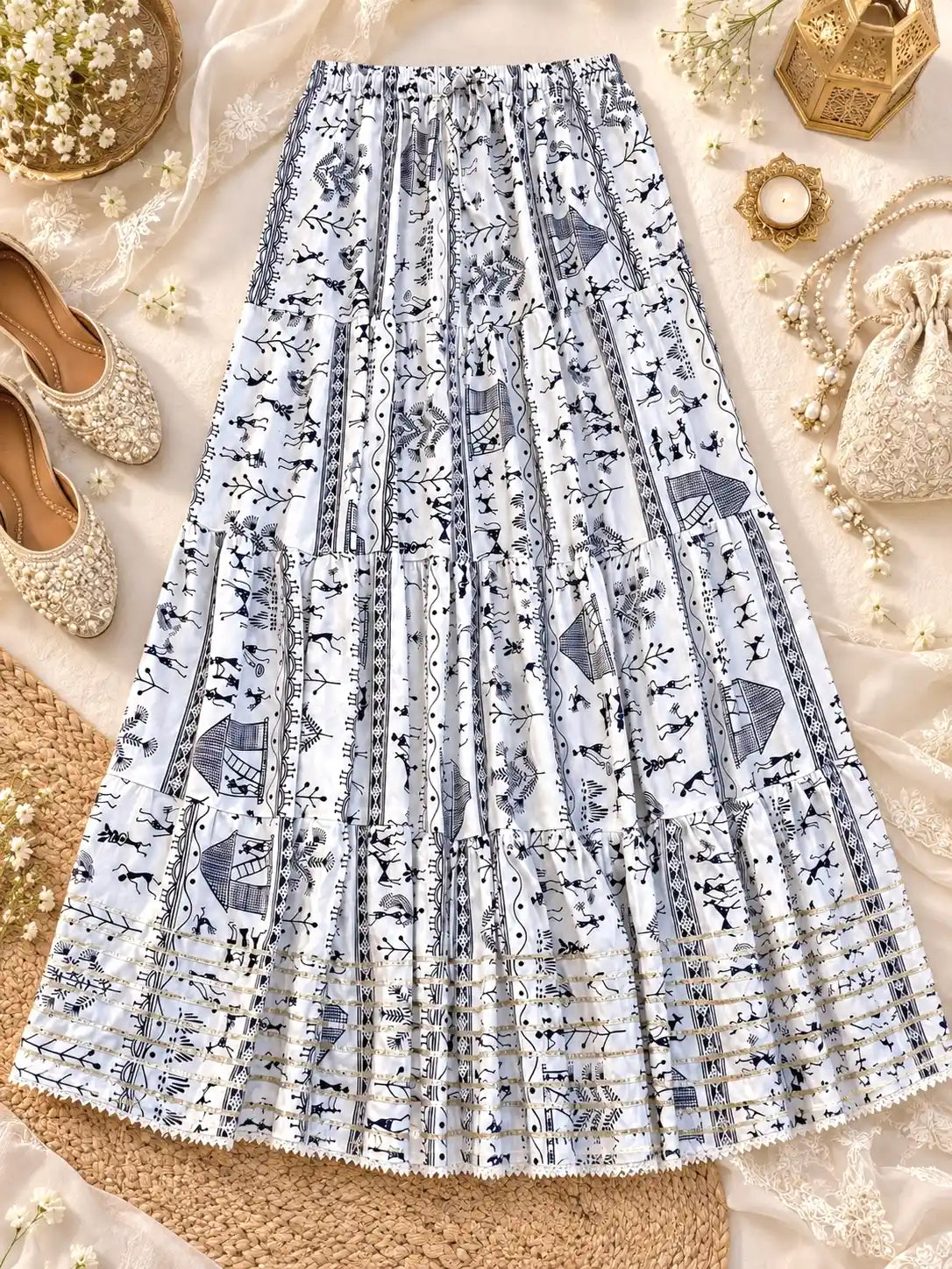 Indigo Bloom Jaipuri Twirl Skirt