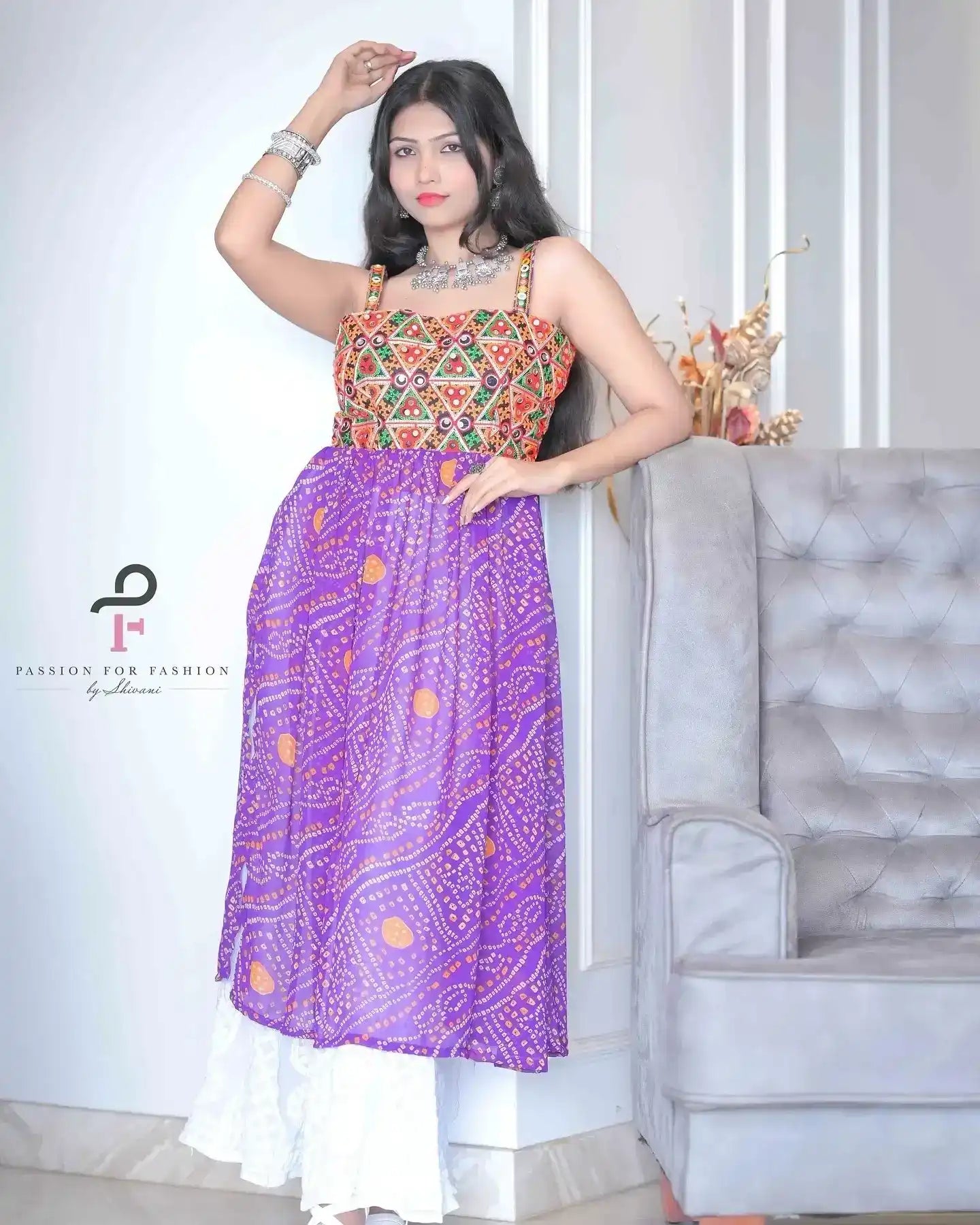 Blossom Bandhej Gulnaz Embroidered Kurta