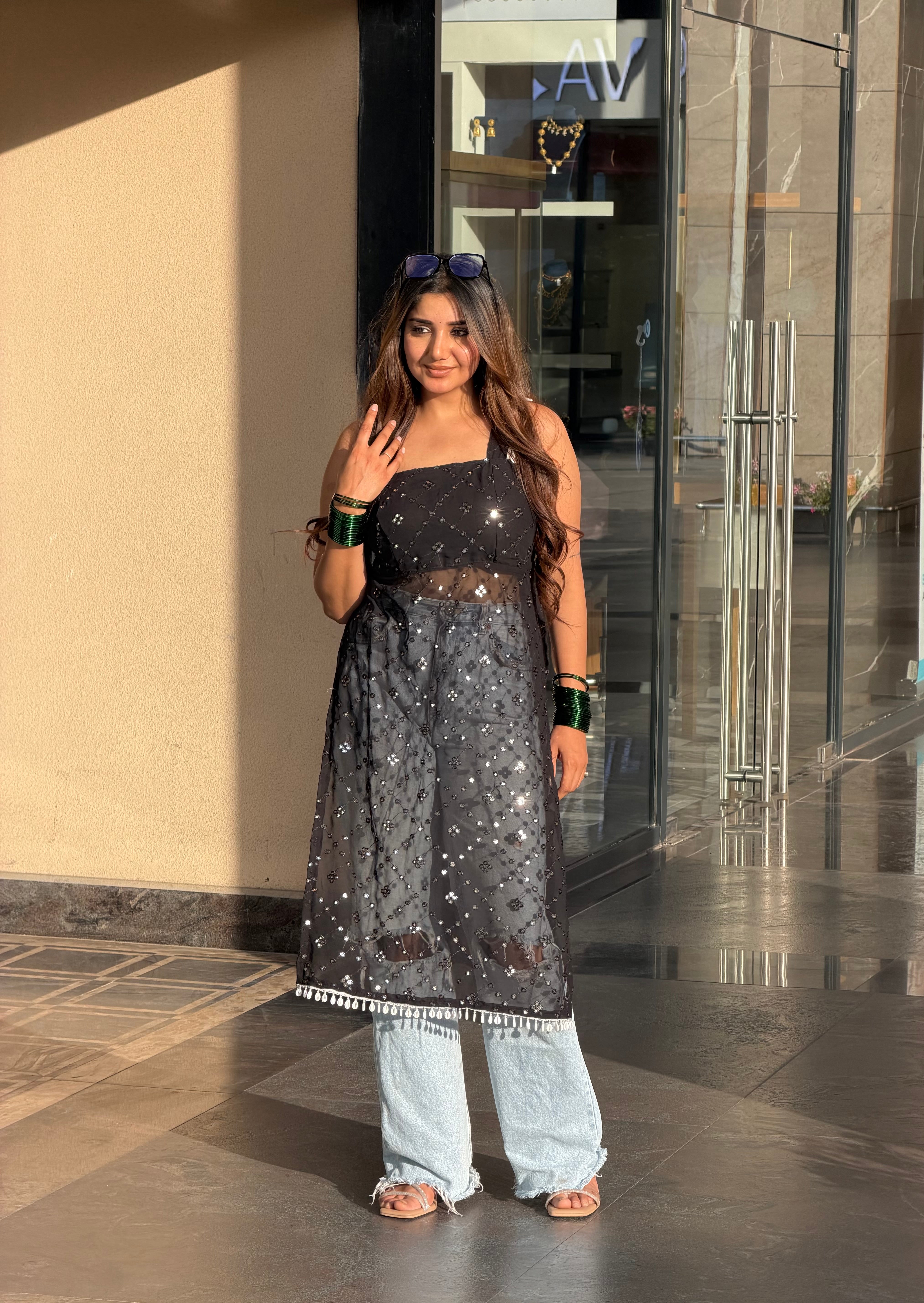 Muskan’s Mirror Embroidered Gulnaz Kurta