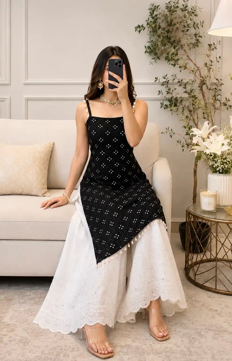 Snehal’s Black Embroidered Gulnaz Kurta