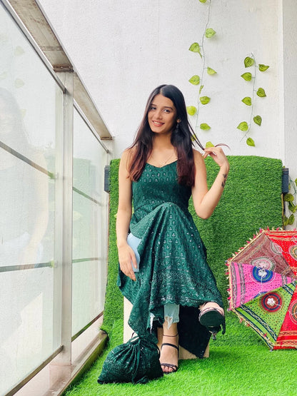 Mahima's Emerald Green Sequence Gulnaz Kurta