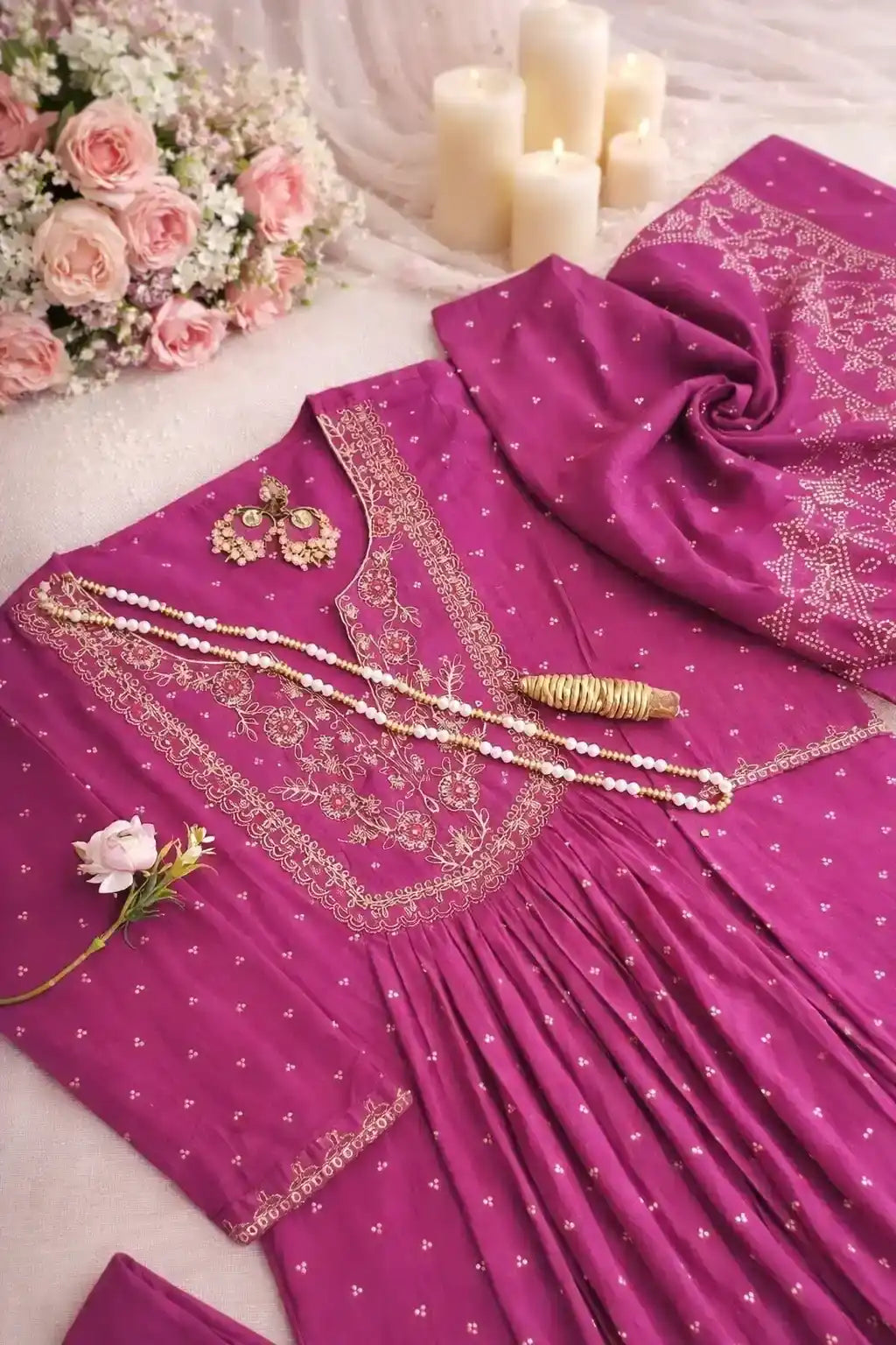 Embroidered Purple Suit Set