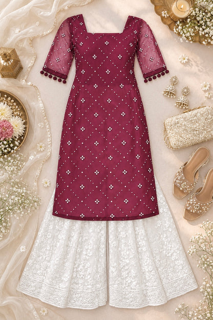 Jaaz Wine Embroidered Gulnaz Kurta