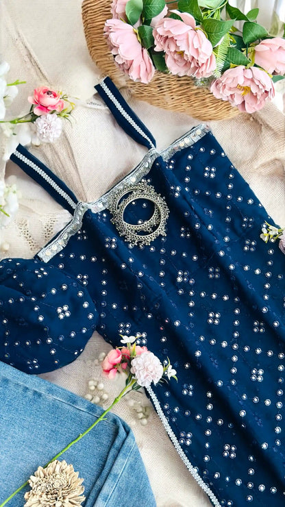 Blink Blue Embroidered Gulnaz Kurta