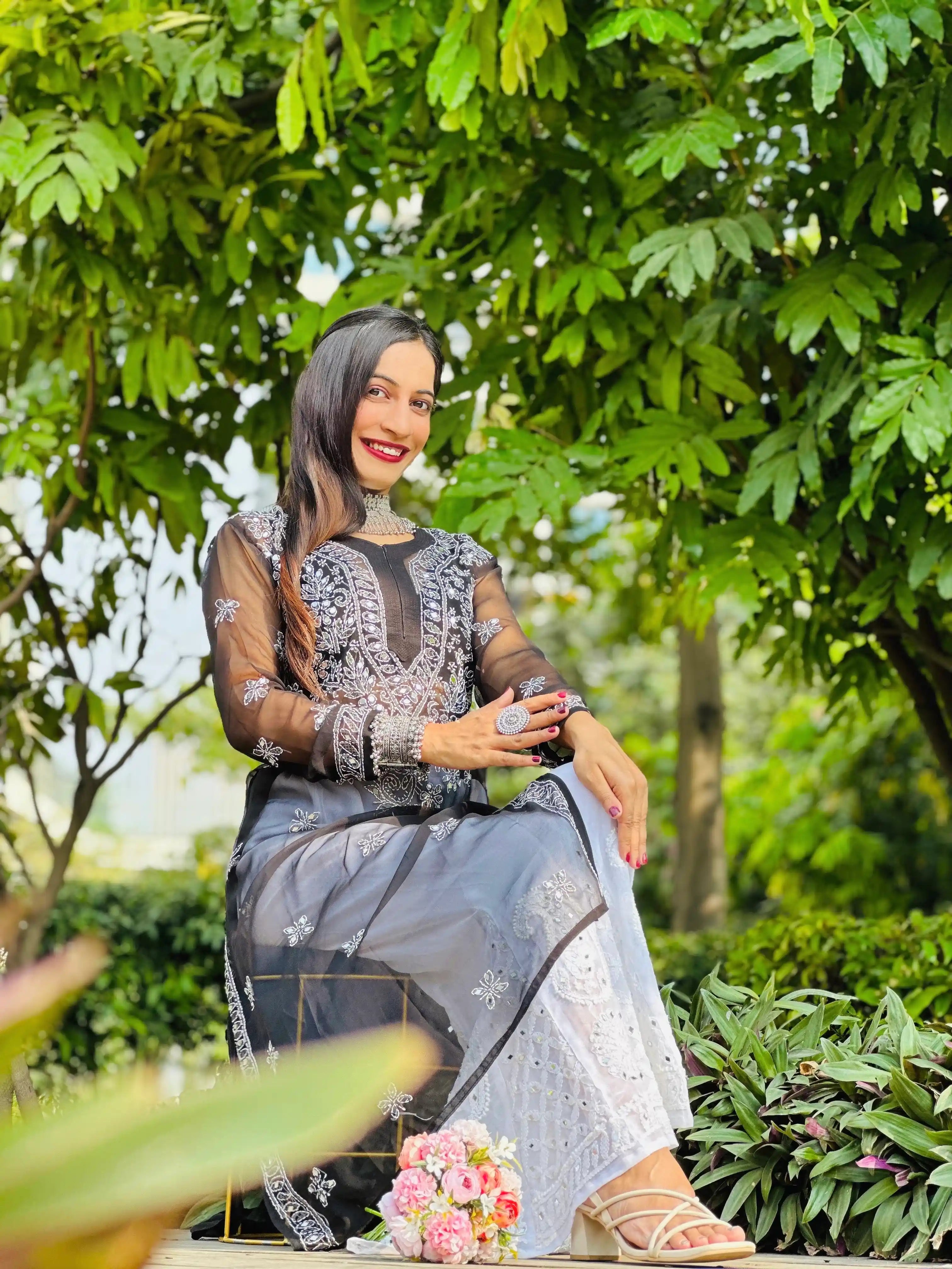 Classic Black Rooh Chikan Kurta