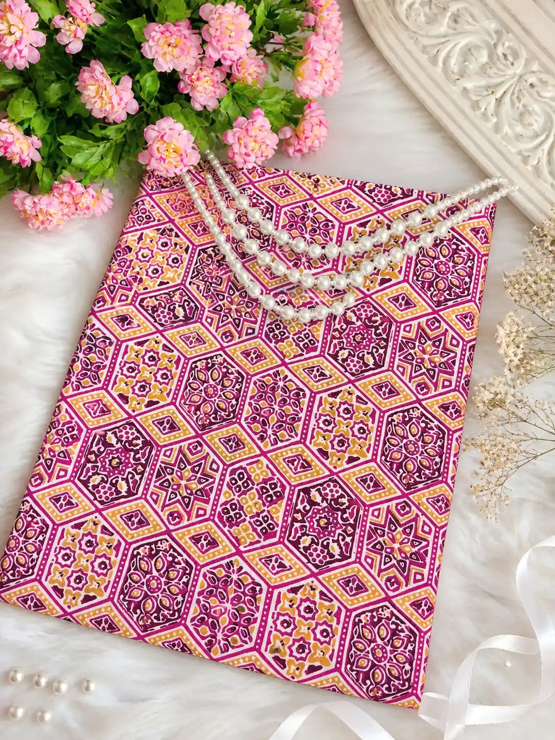 Vibrant Geometric Printed Cotton Fabric