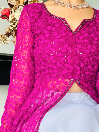 Champagne Wine Embroidered Gulnaz Kurta