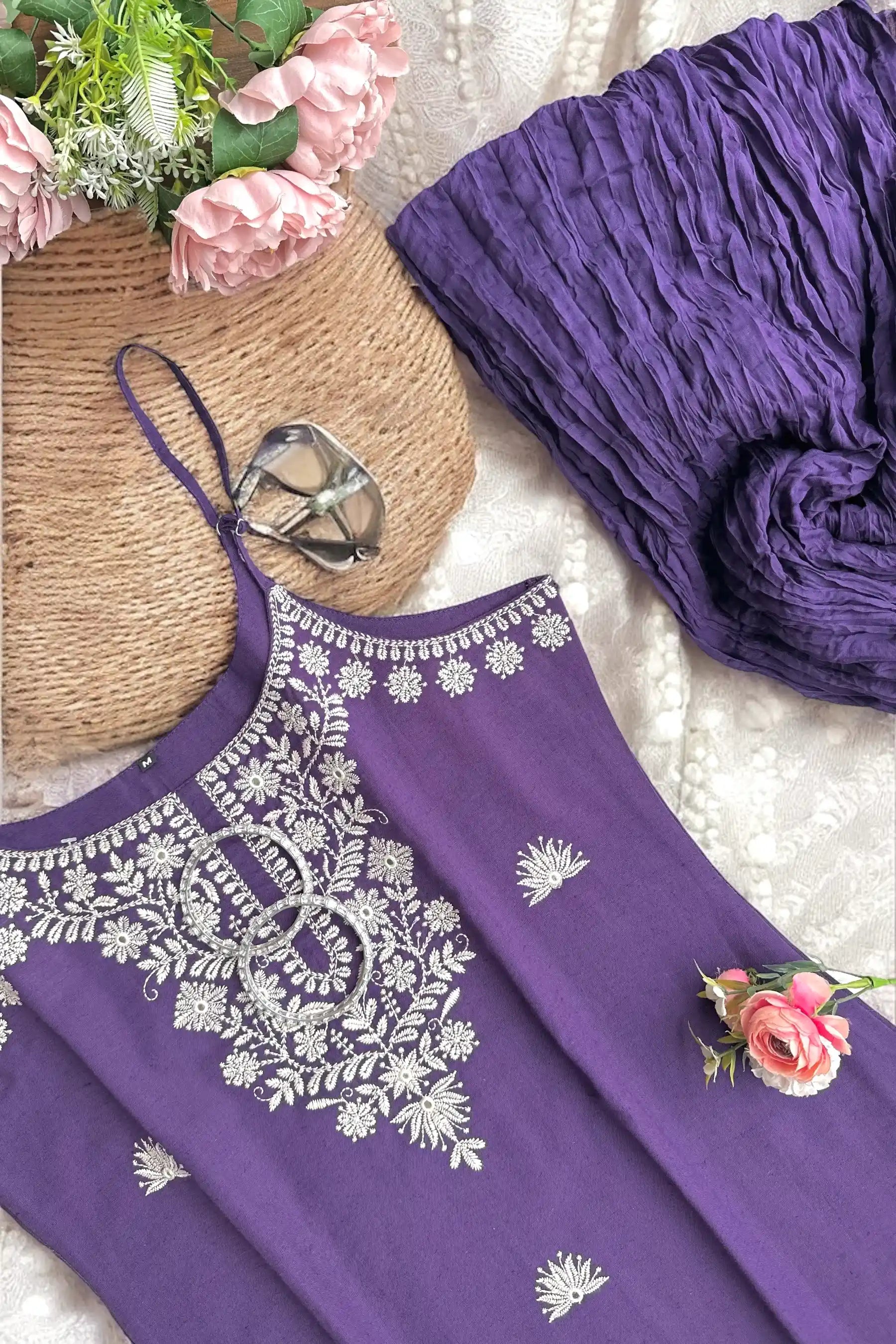 Purple Bliss Embroidered Meher Suit