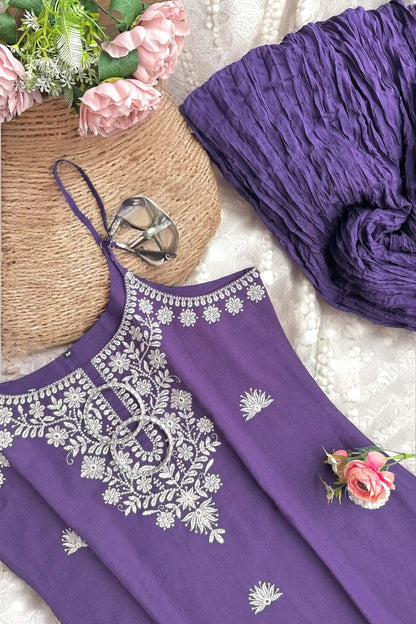 Purple Bliss Embroidered Meher Suit