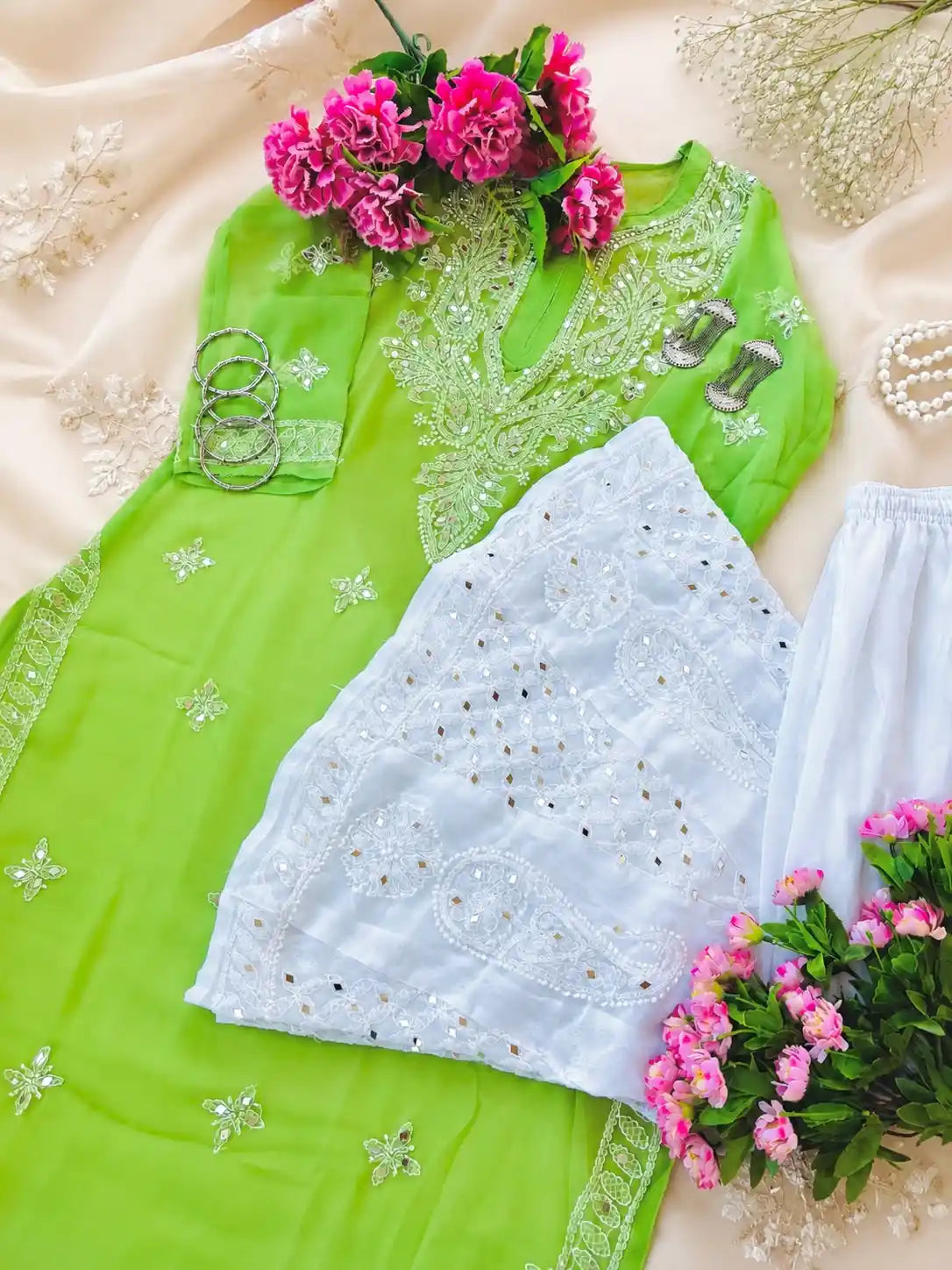 Blush Green Rooh Chikan Kurta
