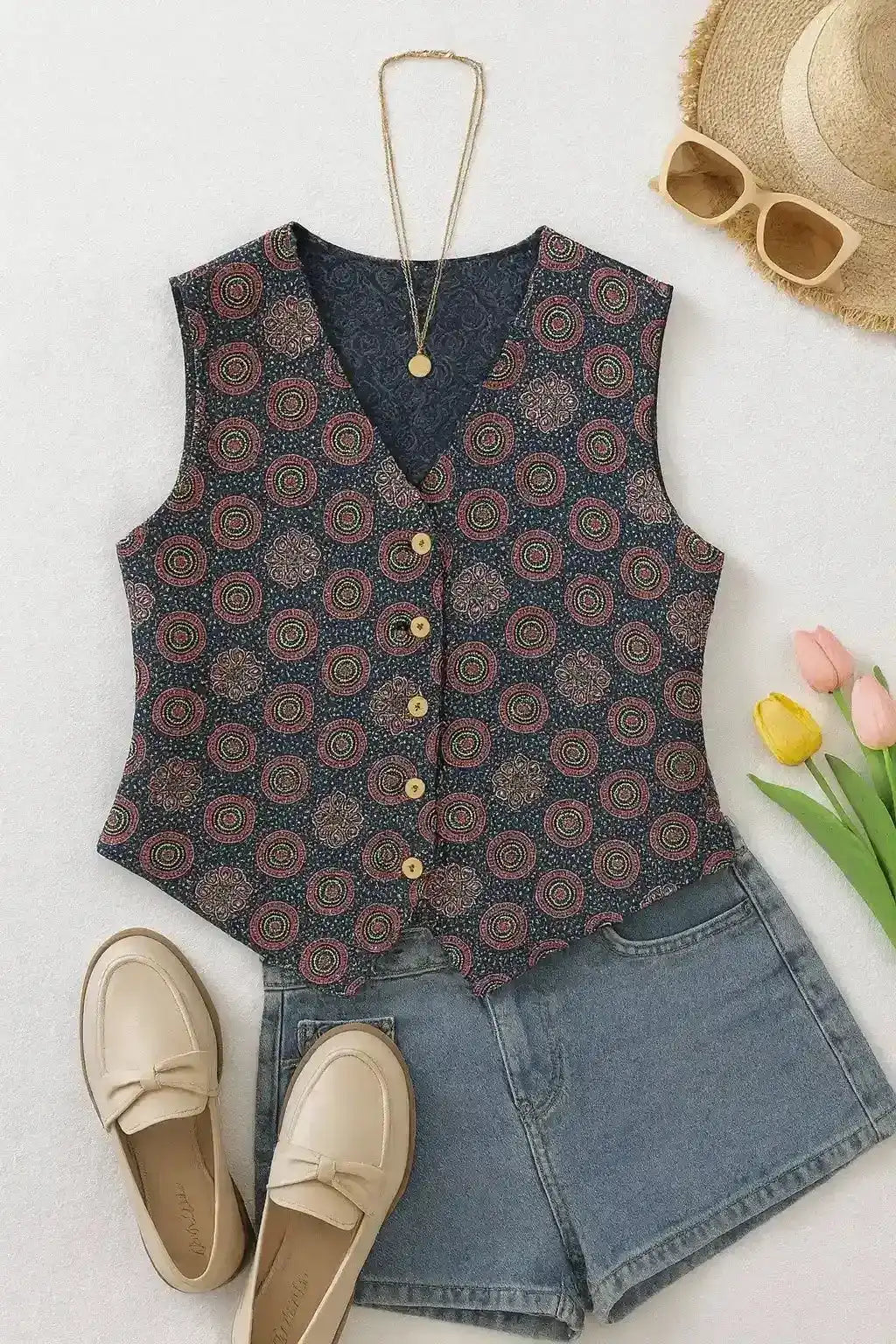 Blue Ajrakh Dual Jacket Top