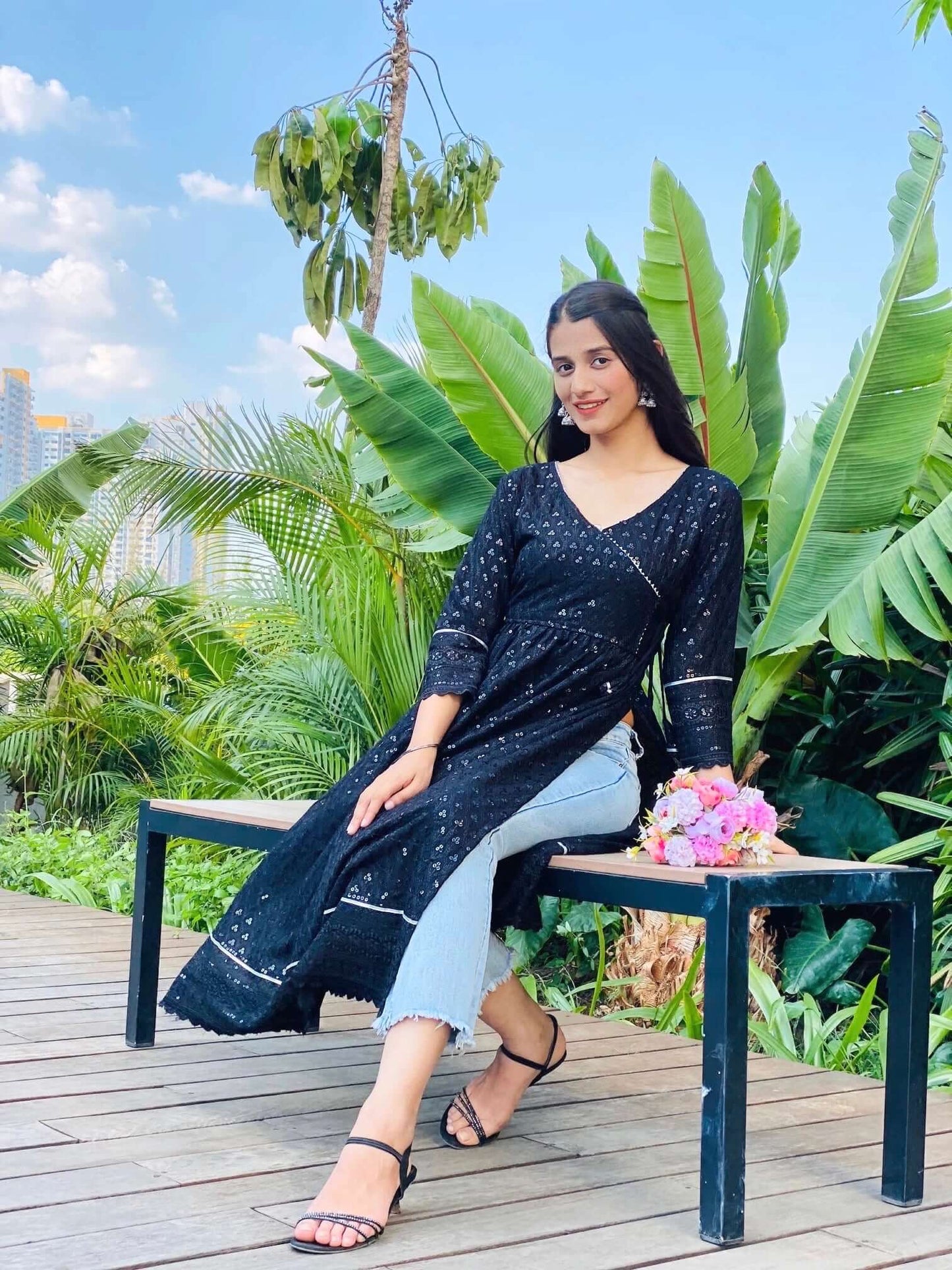 Mahima's Back In Black Gulnaz Slit Kurta