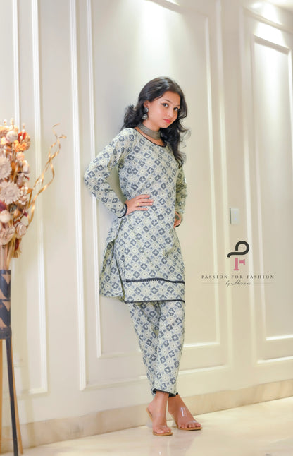 Blush Grey Jaipuri Cord Ensemble