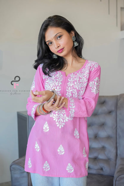 Blush Pink Rooh Short Chikan Kurta