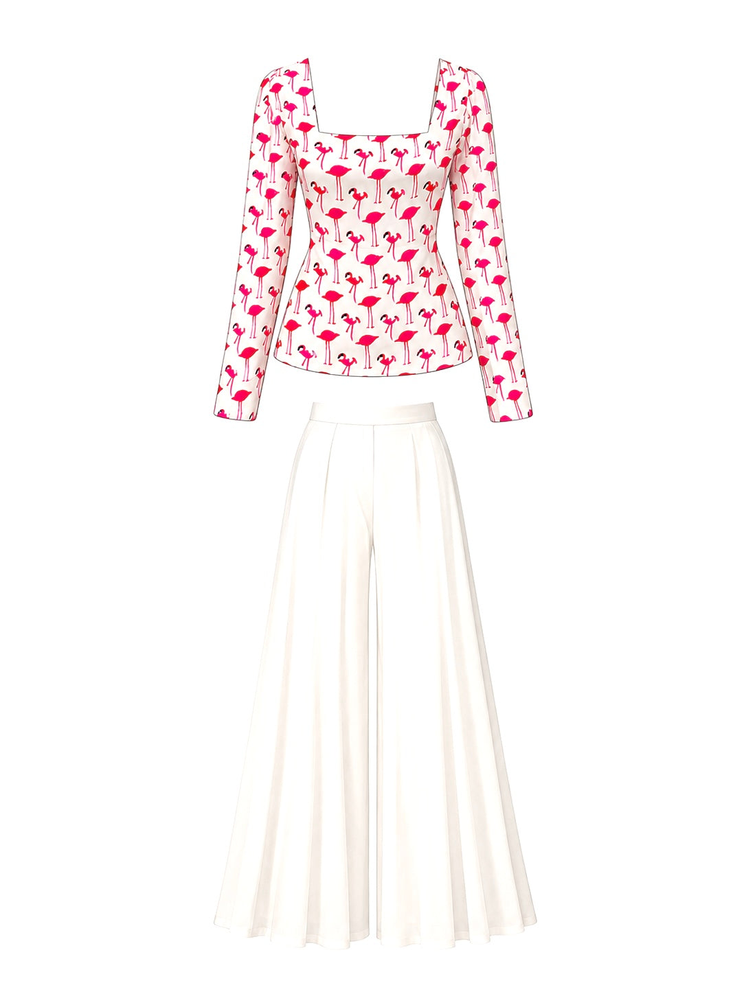 Pinteresty Pink Flamingo Print Peplum Top