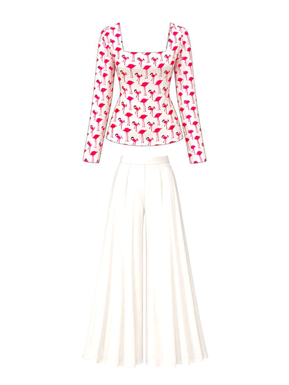 Pinteresty Pink Flamingo Print Peplum Top