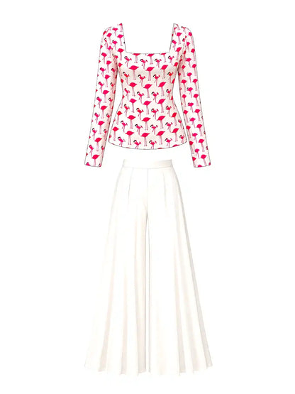 Pinteresty Pink Flamingo Print Peplum Top