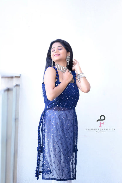 Shimmer Blue Embroidered Gulnaz Kurta