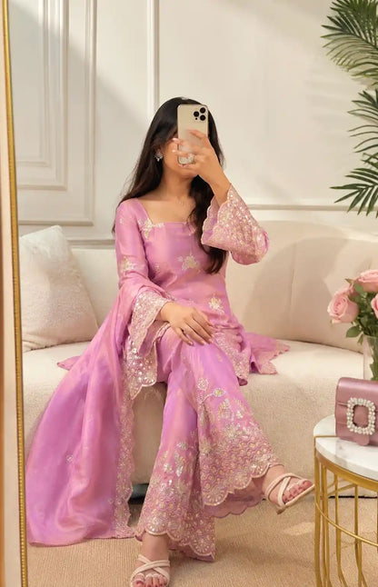 Blush Embroidered Meher Suit Set