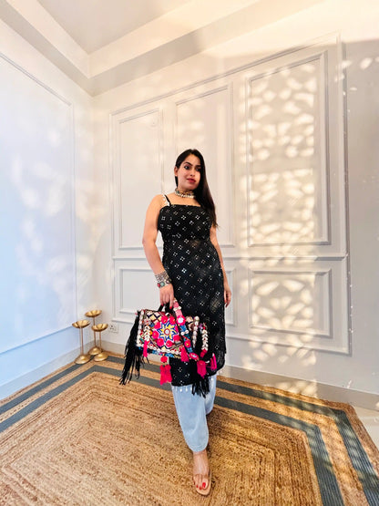 Snehal’s Black Embroidered Gulnaz Kurta