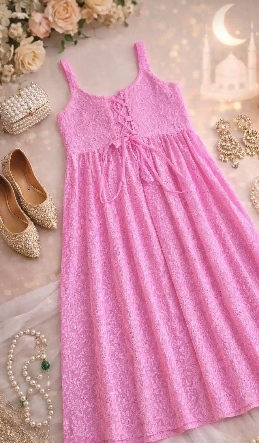 Blush Pink Dori Gulnaz Embroidered Kurta